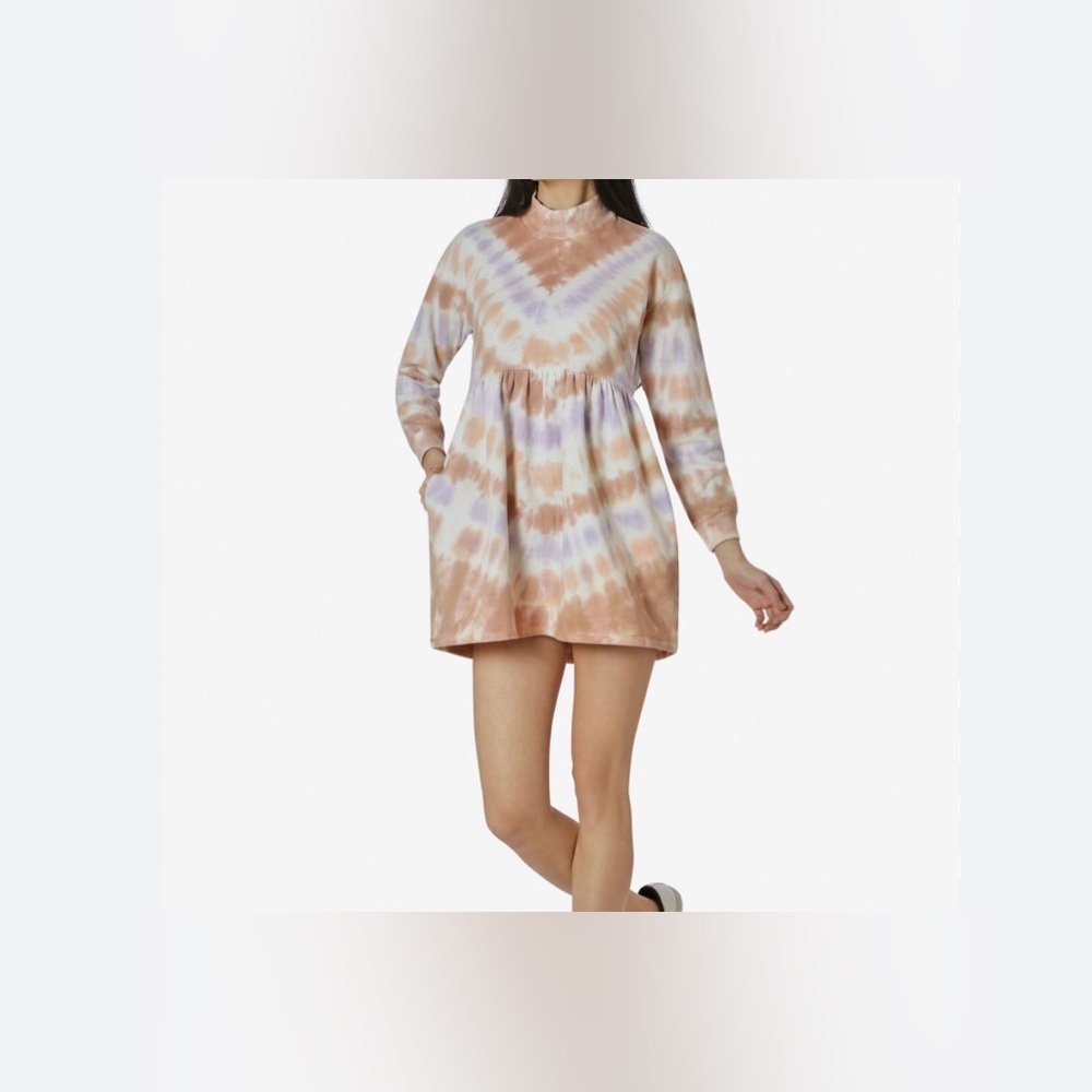 Women’s small  Tie-Dye Long Sleeve Mock Turtleneck Knit Dress With Pockets